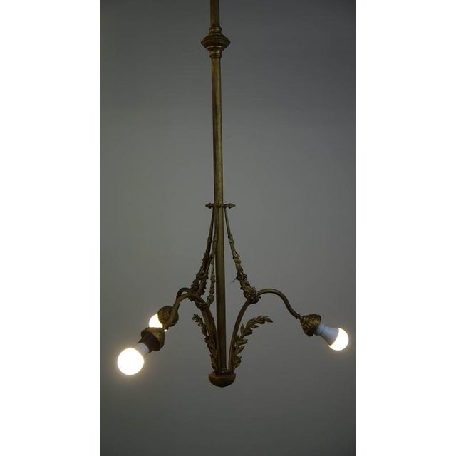 Antique Pendant Lamp with Gilt and Ornate Details and 3 Sockets For Sale - Image 6 of 8