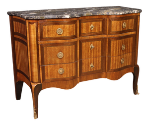 Antique French Inlaid Dresser with Marble Top, 1870