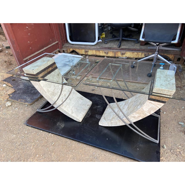 Vintage Postmodern Tessellated Stone & Glass Sculptural End Side Tables À Pair For Sale - Image 15 of 18