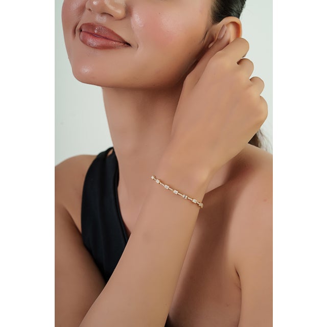 Not Yet Made - Made To Order Luxury 3.6ct Emerald Cut Diamond Tennis Bracelet in 14k Yellow Gold For Sale - Image 5 of 14
