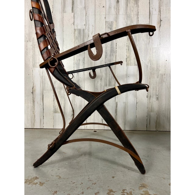 1960s Italian Belt Strap Leather Arm Chairs by Alberto Marconetti- a Pair For Sale - Image 11 of 13