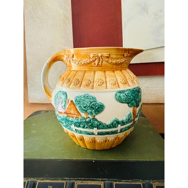 Vintage Italian Ceramic Pitcher Made in Italy 6806 Hand Painted Pottery Vase For Sale - Image 11 of 12