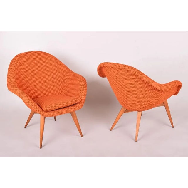 Mid-Century Modern Set of Mid-Century Orange Beech Armchairs attributed to Miroslav Navratil, 1950s For Sale - Image 3 of 7