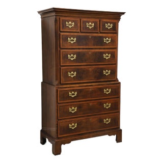 Henredon Aston Court Banded Mahogany Chippendale Tall Chest on Chest - B For Sale
