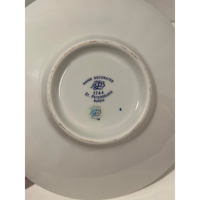 Vintage Imperial Porcelain Church Bells Tea Set 3 Pc LFZ Lomonosov Teapot, Cup, Saucer For Sale - Image 10 of 12