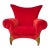 1990s Dramatic Oversized Version of Wingback Armchair in Vibrant Red Velvet For Sale