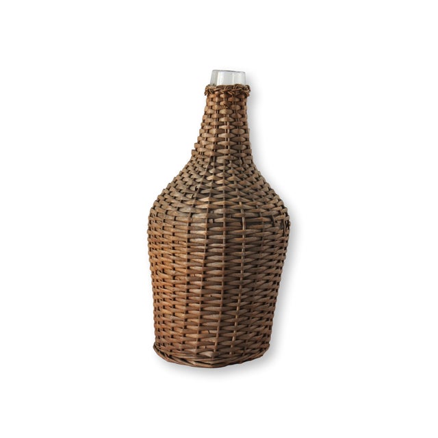 Farmhouse Antique French Wicker Demijohn Bottle For Sale - Image 3 of 4