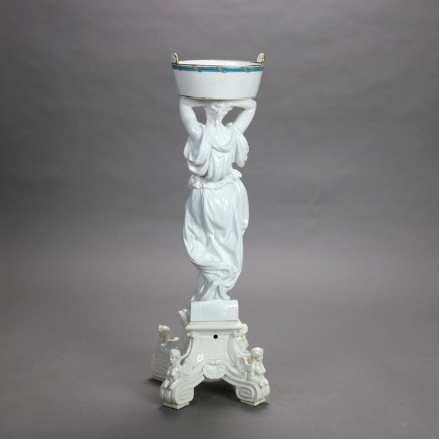 Antique French Neoclassical Blanc De Chine Figural Porcelain Compote C1890 For Sale - Image 6 of 8