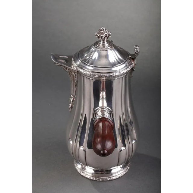 Wood French Silver Hot Chocolate Pot or Coffee Pot by Puiforcat For Sale - Image 7 of 18