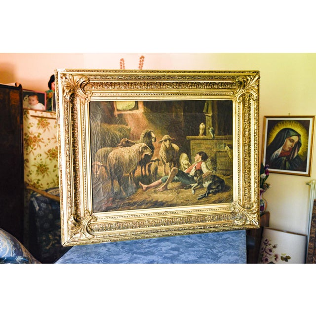 Silbert, Shepherd Scene, Late 19th Century, Oil Painting on Canvas, Framed For Sale - Image 7 of 7