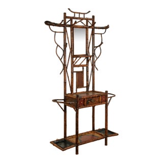 Antique English Bamboo Pagoda Hall Tree Umbrella Stand For Sale