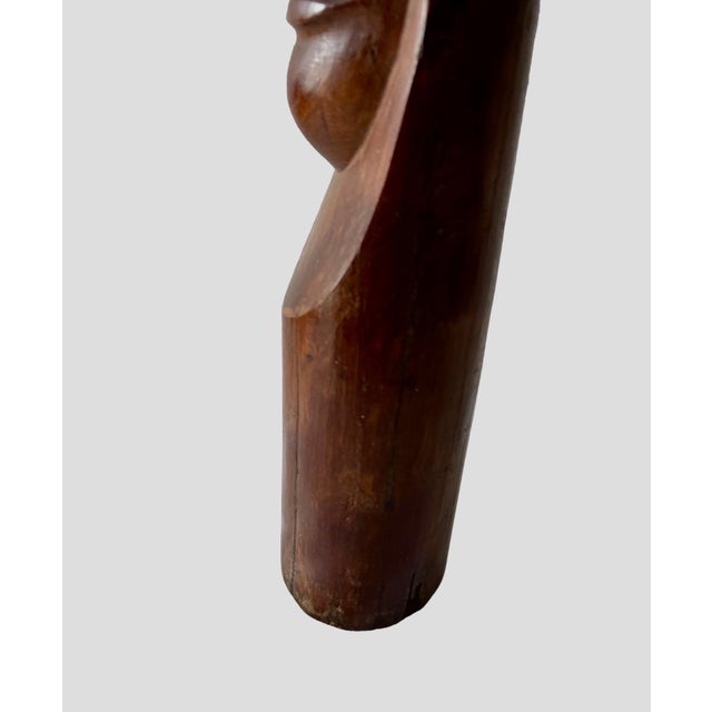 Florencio Gelabert, Cuban Master Florencio Gelabert Sculpture Large Wood Carving Bust Man Portrait For Sale - Image 10 of 18