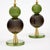 Pair of hand-blown Murano glass lamps featuring unique glass components on a brass structure. In the style of iconic...