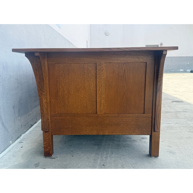 1990s Stickley Craftsman Mission Oak Prairie Settle For Sale In Miami - Image 6 of 10