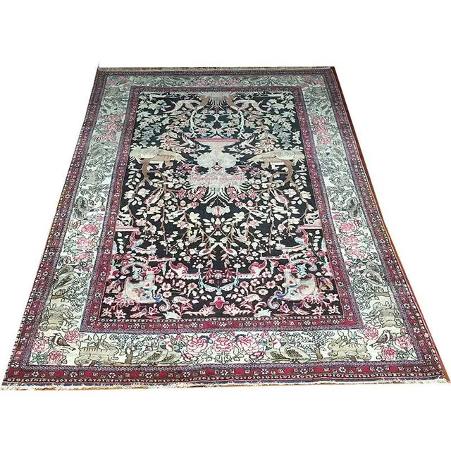 Antique Black Ground Persian IsfahanAhmad Area Rug- 4′2″ × 6′6″ For Sale In Los Angeles - Image 6 of 10