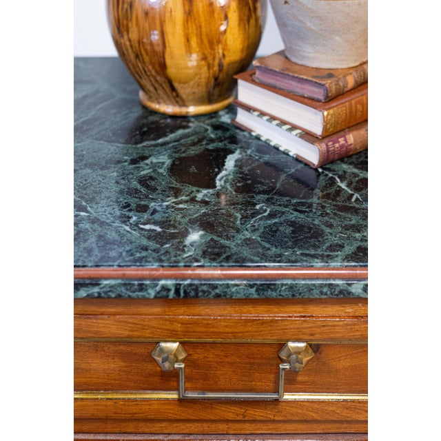 Italian Piemontese 1890s Three-Drawer Walnut Commode with Dark Green Marble Top For Sale - Image 9 of 18