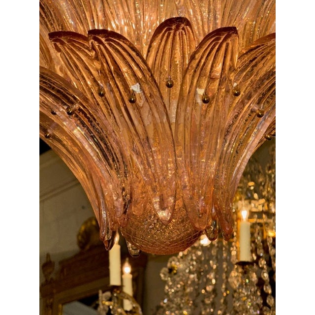 Early 21st Century Modern Murano Glass "Palmette" Chandelier in a Pale Pink For Sale - Image 5 of 6