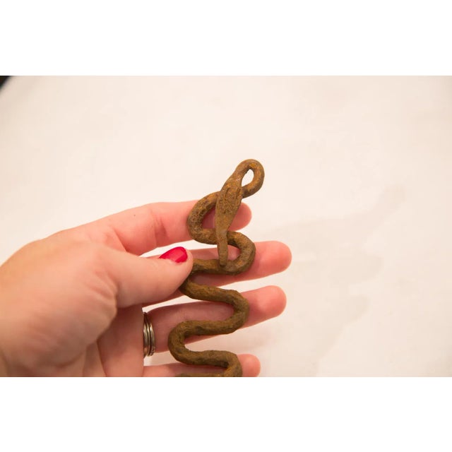 Rustic Vintage Twisty Iron Snake With Head Back For Sale - Image 3 of 4