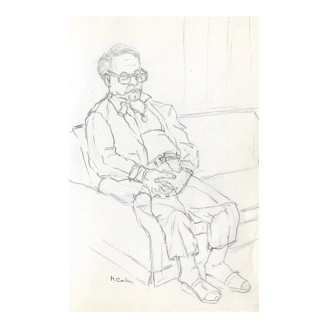 Myriam Cahn Figure Drawing of a Resting Old Man For Sale