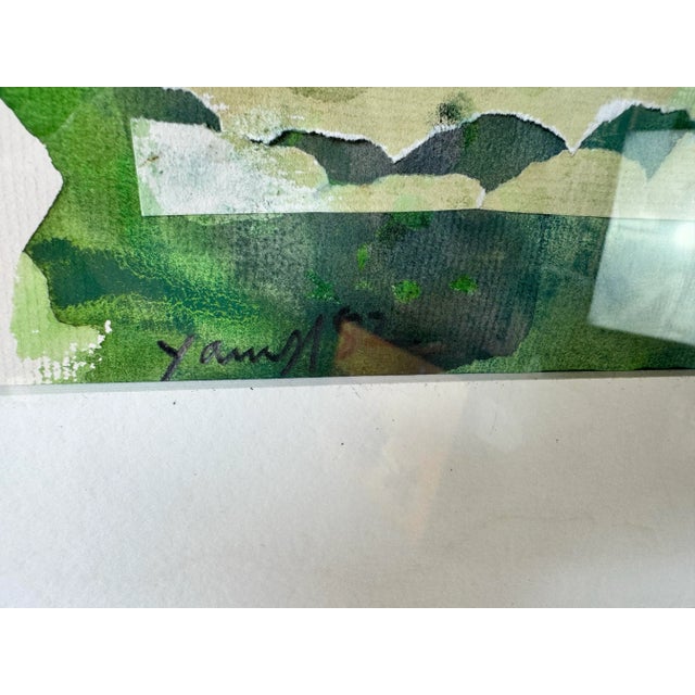 Purple 1982 Vintage Mixed Media Expressionist Abstract Watercolor & Oil Pastel Painting by Yamill For Sale - Image 8 of 12