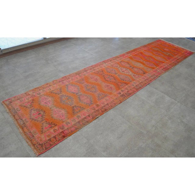 Tribal Low pile Kurdish Herki Tribal Runner Rug Hallway 2′10″ x 12′ For Sale - Image 3 of 10