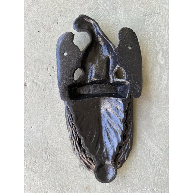 Early 20th Century Antique Cast Iron Eagle Door Knocker With Shield & Laurel Motif For Sale - Image 5 of 5