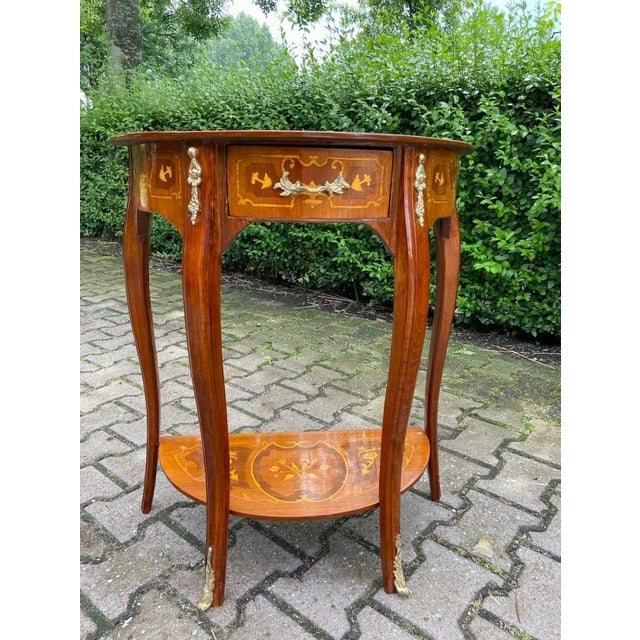 1970 French Artisan Louis XVI Mahogany Bronze Side Table-1 Pc For Sale - Image 10 of 10