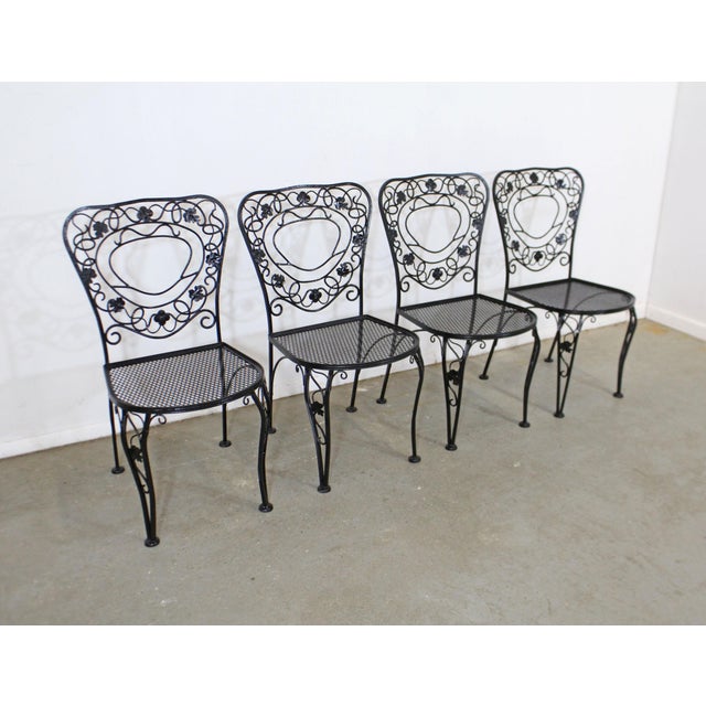 Vintage Meadowcraft Dogwood Wrought Iron Patio Dining Side Chairs Set