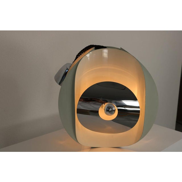 Italian Space Age Hanging Lamp Amp with White Painted Metal & Chrome Shields, 1970s For Sale - Image 10 of 18