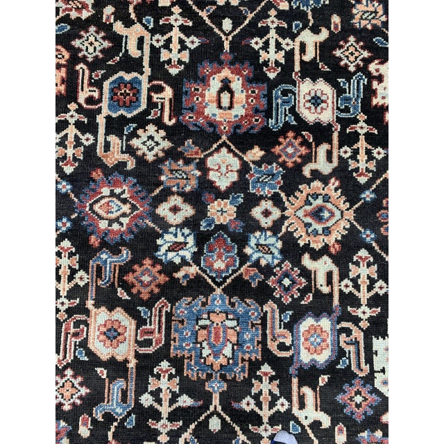 2020s 10x14 Timeless Oriental Charcoal Traditional Geometric Hand Knotted Wool Rug For Sale - Image 5 of 6