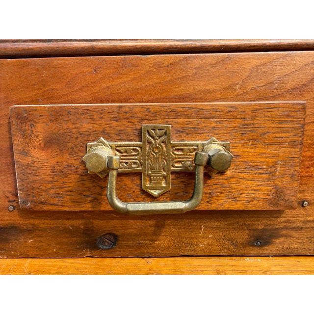 Wood Early 1900s Architectural Oak Display Glass-Front Cabinet on Chest For Sale - Image 7 of 18