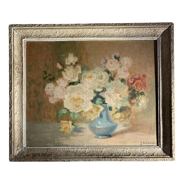 Swedish Artist, Flowers, Mid 20th Century, Oil on Canvas, Framed For Sale