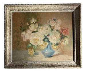 Swedish Artist, Flowers, Mid 20th Century, Oil on Canvas, Framed