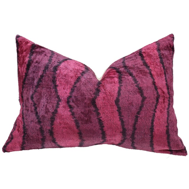 Contemporary Pinkish Red Velvet Throw Pillow & Down Insert For Sale - Image 9 of 9