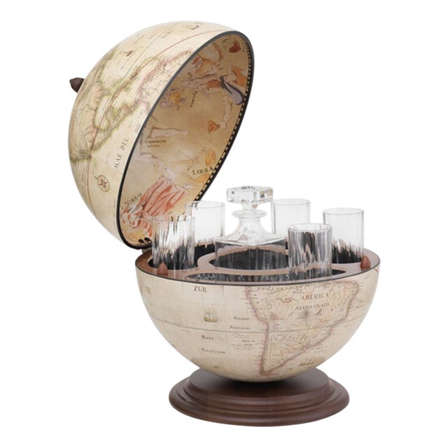 Giove White Bar Globe by Zoffoli Mappamondi For Sale