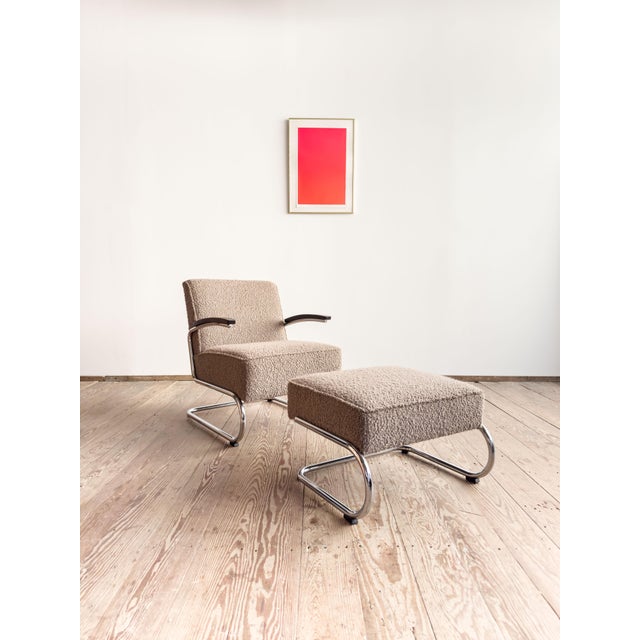 Dimensions: Armchair: approx. 60 × 85 × 82 × 44 cm (width × depth × height × seat height) Footstool: approx. 60 × 45 × 40...