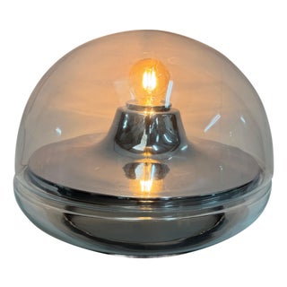 Space Age Glass and Chrome Dome Table Lamp from VeArt, 1970s For Sale