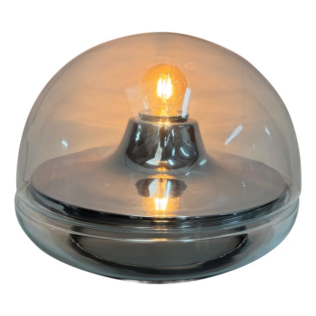 Space Age Glass and Chrome Dome Table Lamp from VeArt, 1970s For Sale