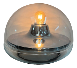 Space Age Glass and Chrome Dome Table Lamp from VeArt, 1970s