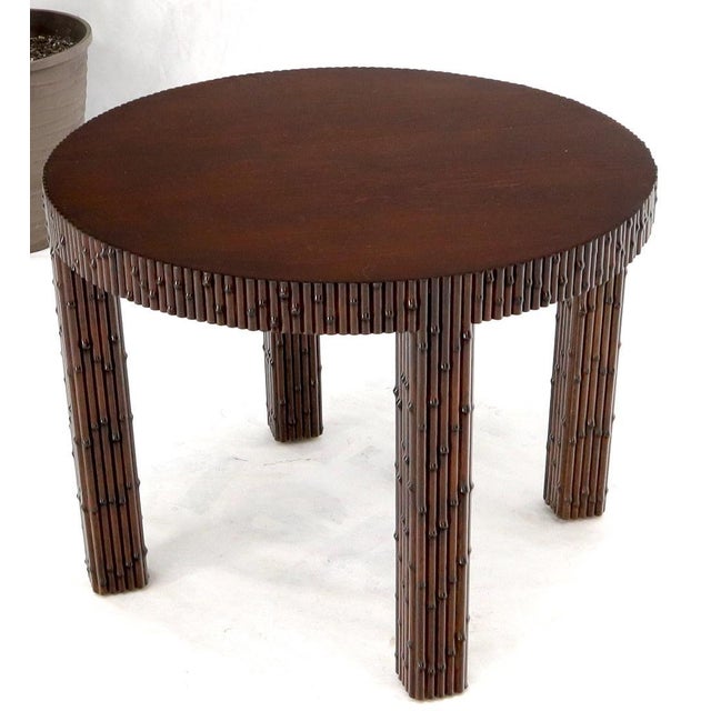 Mid-Century Modern Faux Bamboo Round Side Occasional Table For Sale - Image 9 of 13