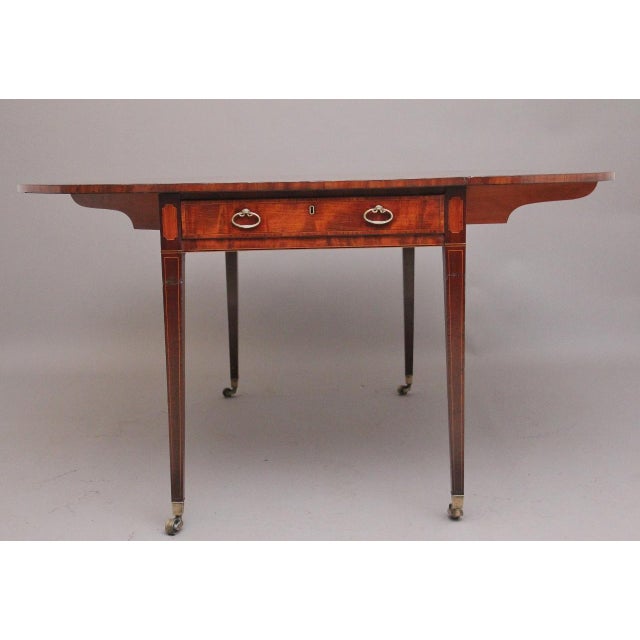 Large Antique Inlaid Mahogany Pembroke Table, 1810 For Sale - Image 12 of 15