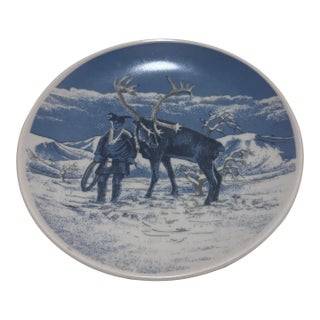 1970s Norway Decorative Porsgrund Antelope Scene Plate For Sale