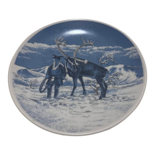 1970s Norway Decorative Porsgrund Antelope Scene Plate For Sale