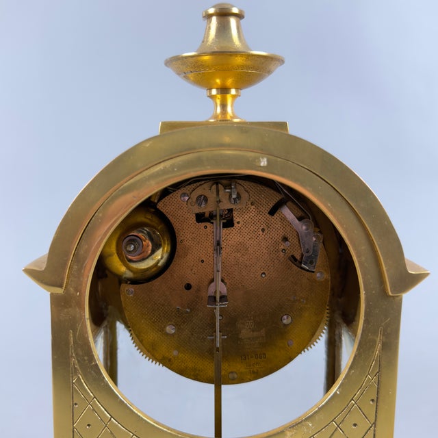 Hermle Mechanical Table Clock in Gilded Brass and Glass from Kienzle, 1977 For Sale - Image 9 of 14
