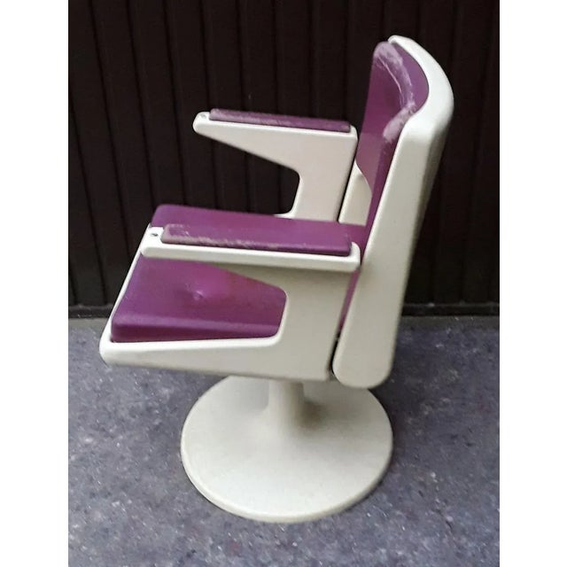 1970s Desk Chair with Purple & White Plastic on Tulip Base, 1970s For Sale - Image 5 of 14