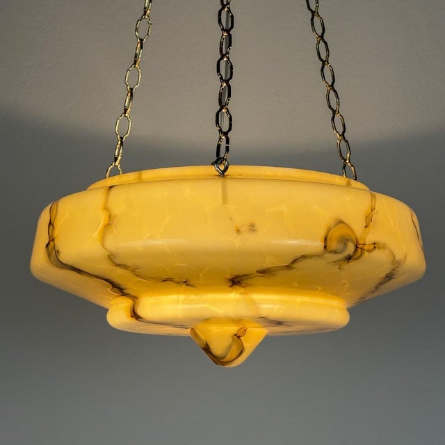 Art Deco Yellow Glass Pendant Lamp, 1930s For Sale - Image 16 of 18