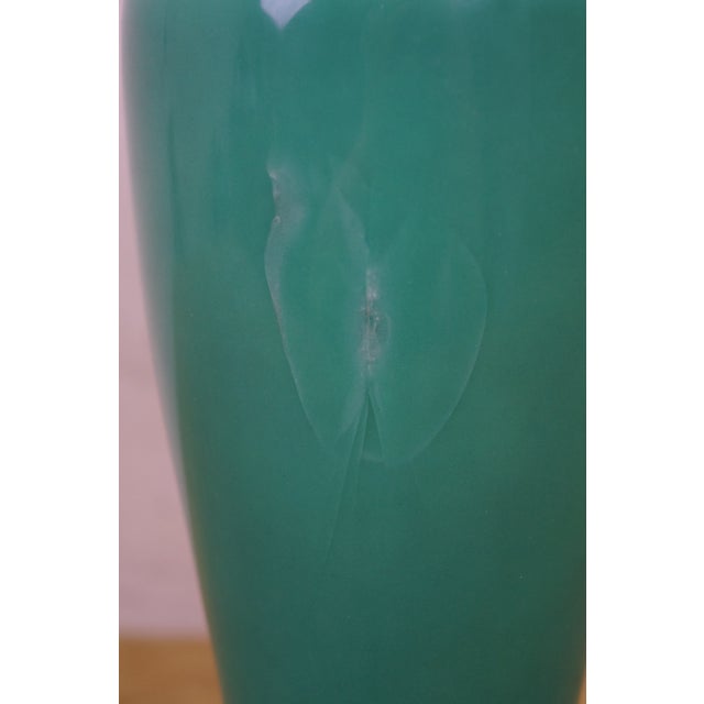 Metal Antique Japanese Ando Jubei Celadon Wireless Cloisonne Vase Urn 10" For Sale - Image 7 of 13