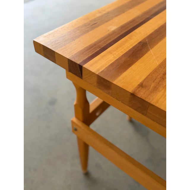 Vintage Butcher Block Top Side Table For Sale - Image 10 of 13