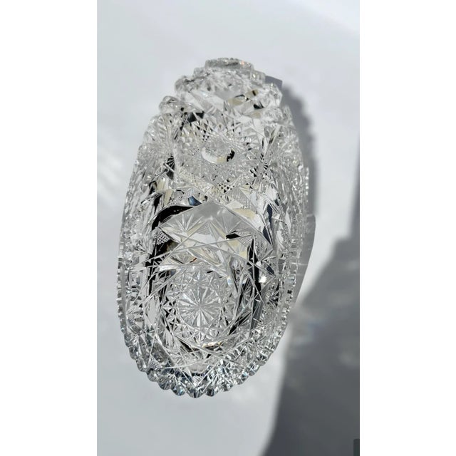 Antique American Brilliant Period Cut Crystal Celery Relish Boat Dish For Sale - Image 10 of 13