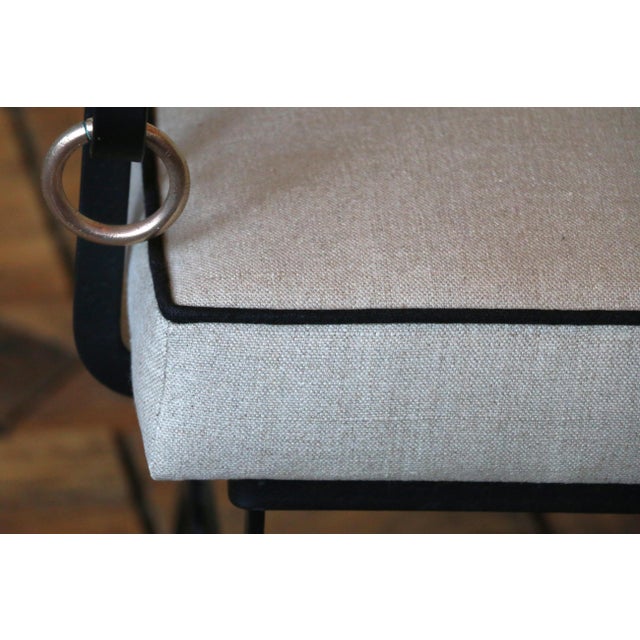 1950s Iron Lyre Back Settee With Brass Swan Heads & Paw Feet by Samuel Copelon For Sale - Image 13 of 18